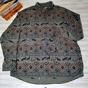 Cabela's Men's Casual Shirt Grey Black Sz XL